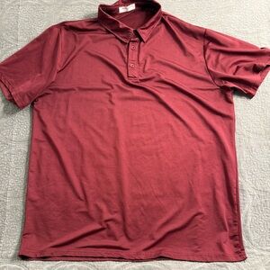Derminpro Men's XL Red Striped Short Sleeve Polo Shirt 95% Polyester 5% Spandex